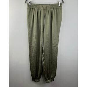 ZARA Trafaluc Collection Jogger Pants Green Elastic Waist Drawstring Size Medium